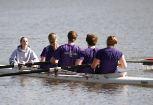 Members of the WSU Rowing Club practice on the water.